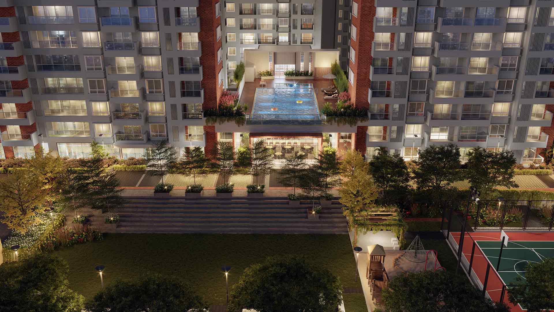 The Residences at BTG Front Elevation Pool View