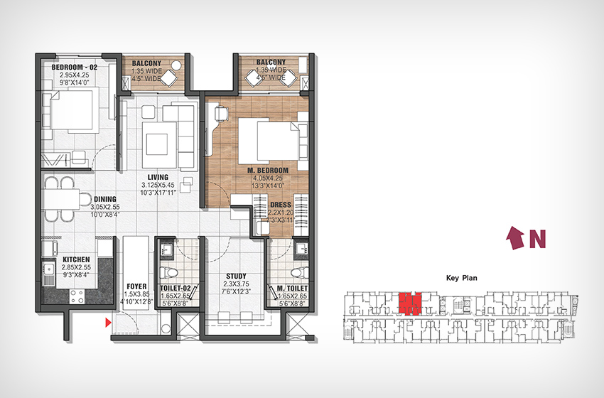 2.5 Bedroom Plan 1 The Residences at BTG 