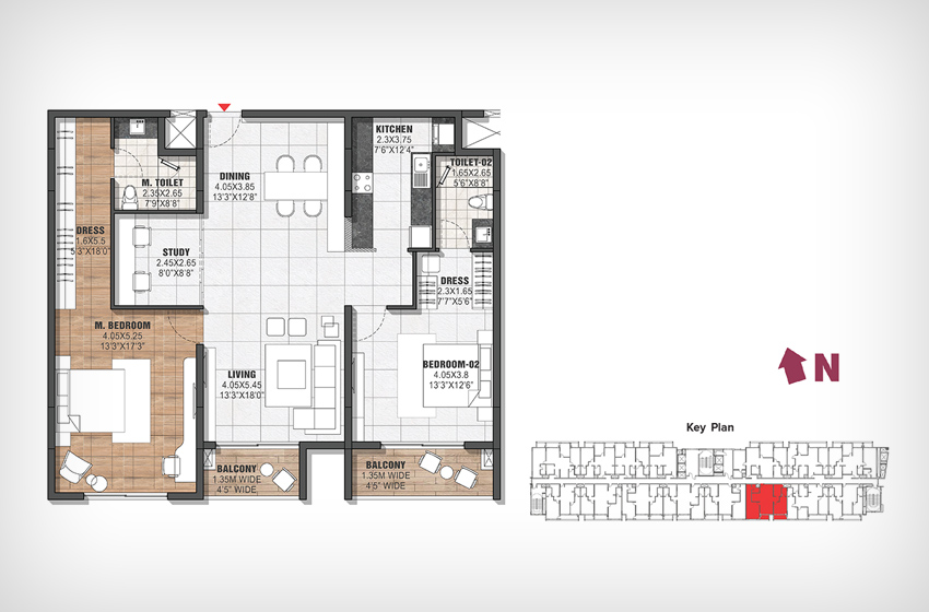 2.5 Bedroom Plan 2 The Residences at BTG