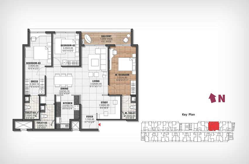 3.5 Bedroom Plan 1 The Residences at BTG 