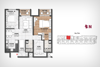2.5 Bedroom Plan 1 The Residences at BTG 